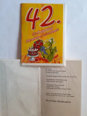 Produktbild von 1 Glückwunschkarte, 42. Geburtstag, Doppelkarte m. Umschlag, Dinosaurier Rosen Torte