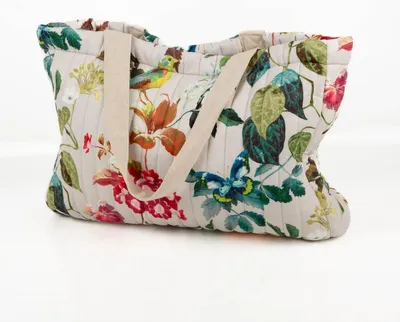 Produktbild von Tasche aus gestepptem Samt mit Blumen 44×35×10 cm – Magnetverschluss