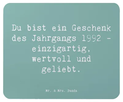 Produktbild von Mr. & Mrs. Panda Mousepad Spruch 1992 Geburtstag Geschenk - Meeresbrise - pc mausunterlage, Jubiläum, Alter, geboren, Sprüche des Jahrgangs, mausteppich, Happy Birthday