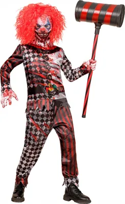 Obrázek produktu pro Kostým zabijáckého klauna pro děti, černý a červený, Halloween – 146/158 (11–13 let)