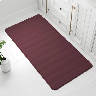 Produktbild von Badematte wyewye Badematte aus Memory-Schaum, 60 x 120 cm, Weinrot, ultraweicher, rutschfester, super saugfähiger Badezimmerteppich
