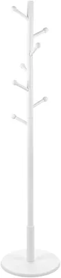 Obrázek produktu pro Volně stojící věšák – 7 háčků – masivní borovicové dřevo – bílá barva – rozměry 38 x 38 x 175 cm