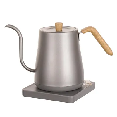 Produktbild von Wasserkocher elektrisch, Schwanenhals, 304 Edelstahl, 800 ml, 1000 W, präzise 90° Ausgusskontrolle, ideal für Kaffee & Tee, Titan Grau