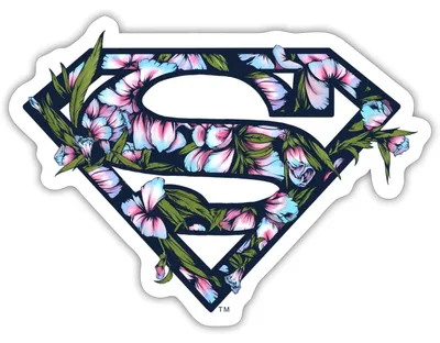 Produktbild von Spreadshirt DC Comics Superman Florales Logo Blumenmuster Sticker Aufkleber, 10 x 10 cm, Mattweiß