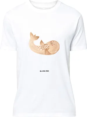 Produktbild von Mr. & Mrs. Panda Größe XL T-Shirt Robbe Liegen - Weiß - Geschenk, Ostsee, Strand, Tshirt, Shirt, Nordsee, Lustige Sprüche, mit Spruch, Freude, Seehund