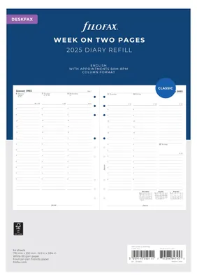 Produktbild von Filofax Deskfax Woche auf zwei Seiten mit Terminen Englisch Terminplaner 2025