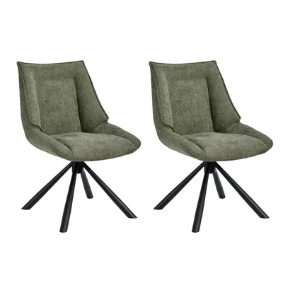 Produktbild von Duhome Esszimmerstuhl 2er Set Küchenstuhl 180° drehbar Stuhl aus Chenille-Stoff und Metallgestell Loungestuhl mit Rückstellfunktion, Grün