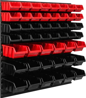 Image de Système de rangement Étagère d'atelier | 78 x 78 cm | 50 pièces Boîte | Étagère murale avec bacs empilables - Panneaux muraux Étagère à bacs extra-solide Panneau perforé pour outils Étagère de rangement Étagère de garage