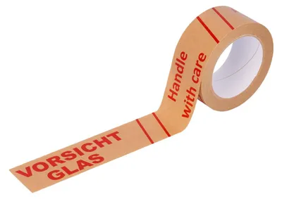 Papierklebeband Vorsicht Glas, 50 mm x 50 m, 1 Rolle