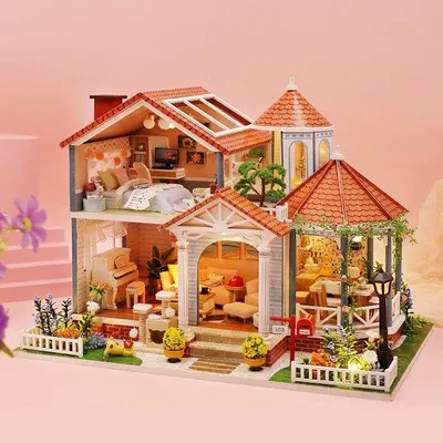 Image de Kit de construction de maison miniature colorée avec mobilier et musique