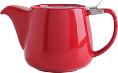 Produktbild von Keramik-Teekanne mit Teesieb – Kleine Teekanne für losen Tee – 550 ml / 18,6 oz Porzellan-Teekanne für 2 Tassen (rot)