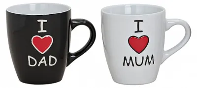 Produktbild von 2 er Set Becher I love  Mum +I love  Dad Keramik