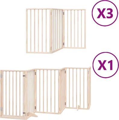Immagine prodotto di vidaXL Cancelletto per cani da 15 pezzi con porta pieghevole 750 cm in legno di pioppo