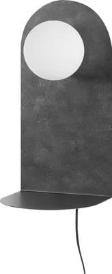 Produktbild von BELIANI Wandleuchte Graphitgrau Metall 1-Flammig mit Ablage Regal Schirm Kugelform Schalter Langes Kabel für Steckdose Modern Schlafzimmer Beleuchtung
