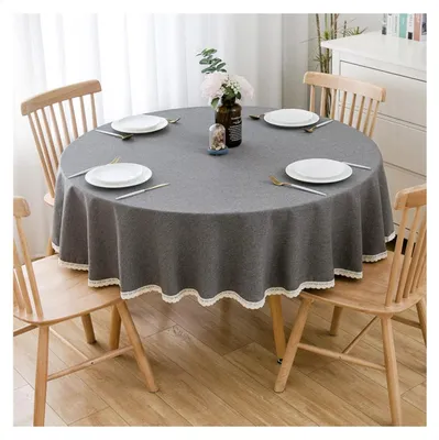 Runde Tischdecke, Polyester-Leinen, dunkelgrau, 240 cm Ø