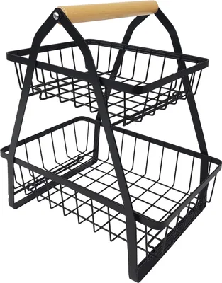 Obrázek produktu pro LARS360 2 Tier kovový koš na ovoce Košík na zeleninu Etagere Košík na ovoce Pečivo Košík na chléb Úložný koš na zeleninu Úložný koš