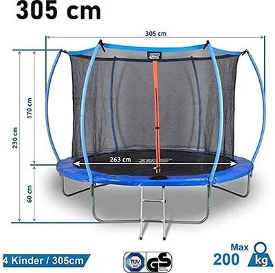 Produktbild von SENA Dunlop Trampolin Ø 305 cm - Gartentrampolin für 4 Kinder oder 3 Erwachsene, Outdoor / Draussen Hüpf Spielgerät, Garten Jumping