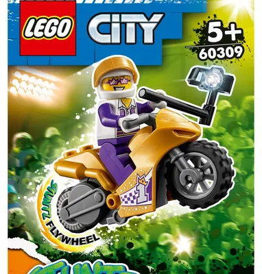 Immagine prodotto di LEGO 60309 City Stuntz set per selfie stunt bike con motore a volano, moto giocattolo con bastone per selfie, regalo per bambini dai 5 anni in su