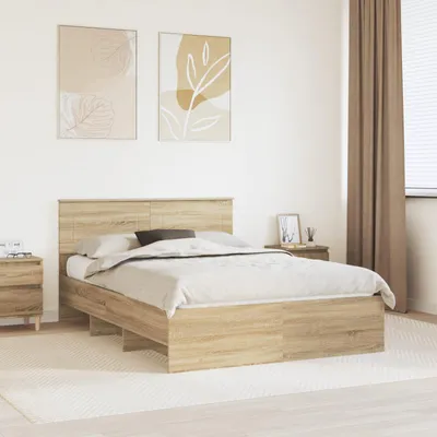 Immagine prodotto di vidaXL Struttura letto con testiera in rovere Sonoma 140 x 200 cm Materiale a base di legno