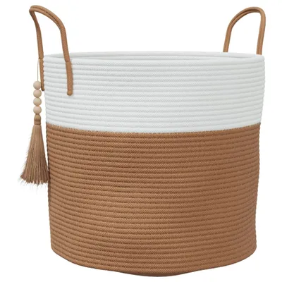 Obrázok produktu pre Úložný kôš hnedo-biely Ø40x35 cm bavlna