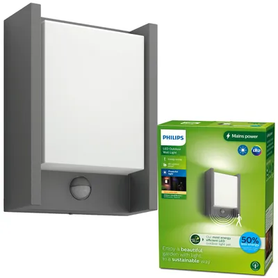 Zdjęcie produktu dla Philips Kinkiet Arbour 3,8 W, Oświetlenie zewnętrzne ścienne, Antracyt, Metal, IP44, Patio, Ogród, II