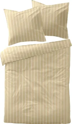 Produktbild von Dormisette Mako Satin Bettwäsche 135x200 Streifen vanille beige 4466-10