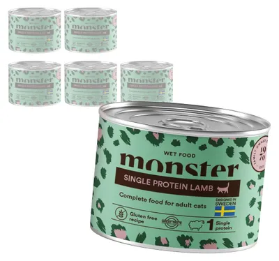 Zdjęcie produktu dla Monster Cat Adult Single Lamb 6x200g Monoproteinowa Mokra Karma Dla Dorosłych Kotów z Jagnięciną
