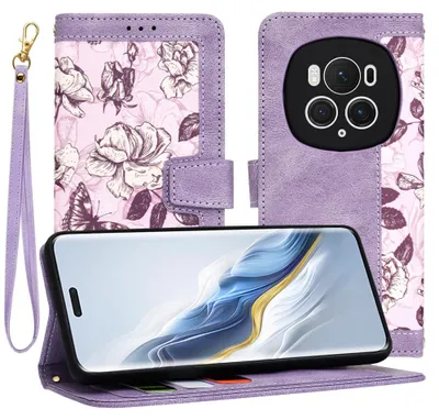 Produktbild von Techsuit FlipCraft Book Wallet Klapphülle mit Kabel für HONOR Magic6 Pro - Mysterious Purple