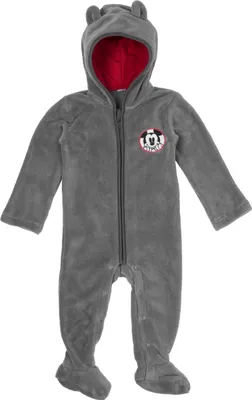 Produktbild von Disney Mickey Mouse Baby Fleece Overall mit Kapuze und Ohren für Jungen und Mädchen - Babykleidung Strampler Onesie Jumpsuit Grau 74-80
