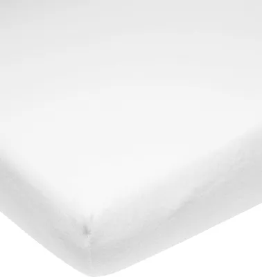 Produktbild von Meyco Baby Uni Molton Stretch Spannbettlaken für die Babywiege (wasserdichter Matratzenschoner, extra elastisch und atmungsaktiv, Bettauflage aus 80% Baumwolle, Maße: 40 x 80/90cm), Weiß 1er Pack Wiege (40x80/90cm)