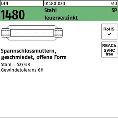 Produktbild von Reyher  Spannschlossmuttern DIN 1480 St. SP M 16/170, tzn (1 Stück)