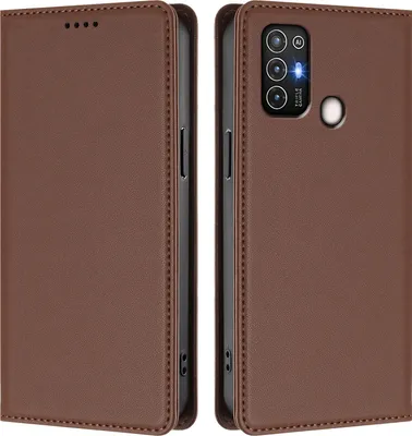 Immagine prodotto di Custodia in pelle per ZTE Blade A52, custodia magnetica in Finto cuoio con supporto Marrone