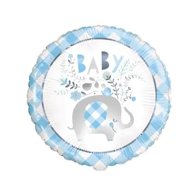 Produktbild von Unique Party - Elefant - Folienballon, Baby Shower - Folie SG24191 (Einheitsgröße) (Blau/Weiß)