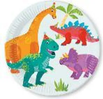 Image de Assiettes en carton, multicolore, DINO PARTY, 23 cm, 8 pcs.