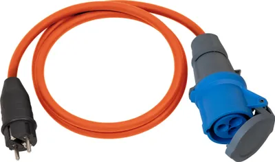 Produktbild von Brennenstuhl Camping Adapterkabel / CEE-Adapter mit Schutzkontakt-Stecker und CEE-Kupplung, 1,5 m Kabel in orange, H07RN-F 3G2,5, 230V/16A, IP44