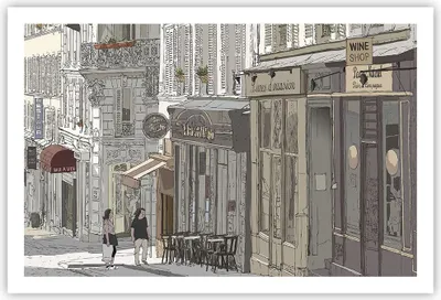 Produktbild von Poster - Poster ohne Rahmen - Architektur Zeichnen Montmartre - 91,5x61 cm - Wand Bild - Wanddeko - Wandbilder - Kunstposter - Wandposter - Bilder - Kunstdruck - Wandbild - P2XAA91x61-4141