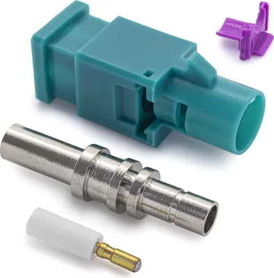 Produktbild von FAKRA Stecker Male Antennenstecker RG174 Crimp Löt Reparatur SET Z Codierung