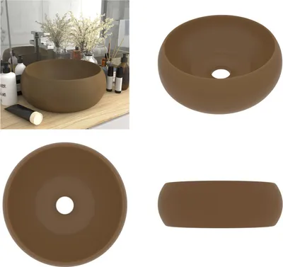 Obrázek produktu pro vidaXL umyvadlo kulaté matné krémové 40x15 cm keramické - umyvadlo - Keramické umyvadlo - Matné umyvadlo - Matné umyvadlo