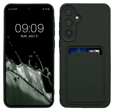 Produktbild von kwmobile Handyhülle für Samsung Galaxy A55 5G Hülle mit Kartenfach - TPU Case - Kabelloses Laden - Schutzhülle Cover in Dunkelgrün