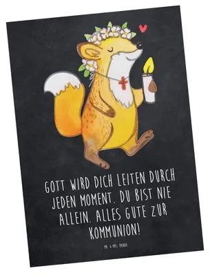 Produktbild von Mr. & Mrs. Panda Postkarte Fuchs Kommunion Mädchen - Kreidetafel - Geschenk, Postkarten, Glauben, Liebe, Ansichtskarten, Grußkarte, Motivkarte, Gläubig, Ansichtskarte