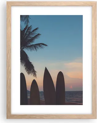 Produktbild von Gerahmtes Poster - Rahmen in heller Eiche - Strand Meer Palme - 30x40 cm - Wand Bild - Wanddeko - Wandbilder - Wandposter - Bilderrahmen - Bilder - Kunstdruck - Wandbild - P2NPA30x40-4080