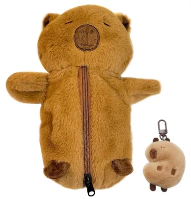 Image de Trousse en peluche avec motif capybara et pendentif, trousse de toilette, organiseur de fournitures scolaires, trousse, trousse d'école pour adolescents