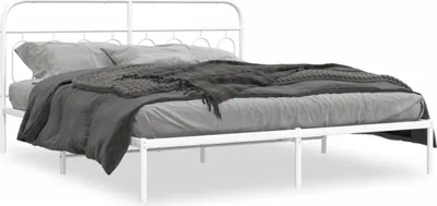 Produktbild von vidaXL Bettgestell mit Kopfteil Metall Weiß 160x200 cm