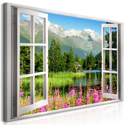 Produktbild von Wandbild Mega XXXL Fensterblick 250x125 cm Einteiliger XXL-Format Kunstdruck zur Selbstmontage Leinwandbilder moderne Bilder DIY Wanddekoration Wohnung Deko Natur Landschaft c-C-0297-ak-e