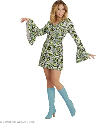 Zdjęcie produktu dla Sukienka Groovy 70s trumpet sleeve mini dress waves XXL - 50/52
