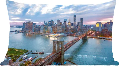 Produktbild von MuchoWow® Zierkissen Sofakissen Wohnzimmer Dekokissen 50x30 cm New Yorker Skyline an der Brooklyn Bridge - Wohnzimmerdekoration - Polster mit Photo