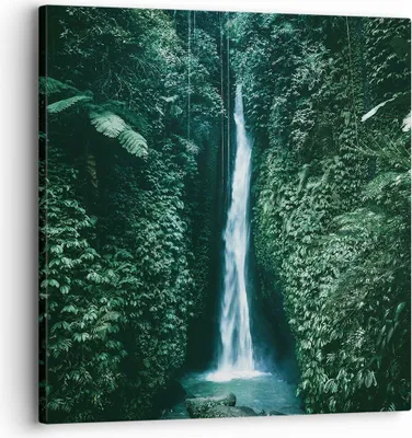 Produktbild von Bild auf Leinwand - Leinwandbild - Einteilig - Tropen Wasserfall Dschungel - 30x30cm - Wand Bild - Wanddeko - Wandbilder - Leinwanddruck - Bilder - Wanddekoration - Leinwand bilder - AC30x30-5103
