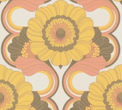 Zdjęcie produktu dla Tapeta flizelinowa 39530-4 Retro Chic kwiaty brązowy żółty pomarańczowy