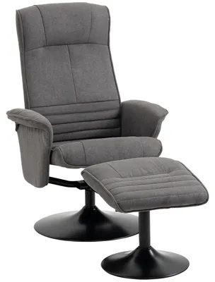 Productafbeelding van Relaxfauteuil met voetenbank, verstelbare rugleuning, 69 cm x 71 cm x 104 cm, donkergrijs + zwart