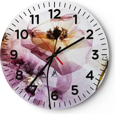 Produktbild von Wanduhr - Rund - Glasuhr - blume sommer natur - 40x40cm - Schleichendes Uhrwerk - Lautlos - zum Aufhängen bereit - Dekoration Modern - Wanddekoration aus Glas - C4AR40x40-3821
